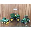 Image 1 : 2 Collectable Plastic John Deere Toy Farm Equipment Vehicles & 1 FarmHand 810 Toy Tractor