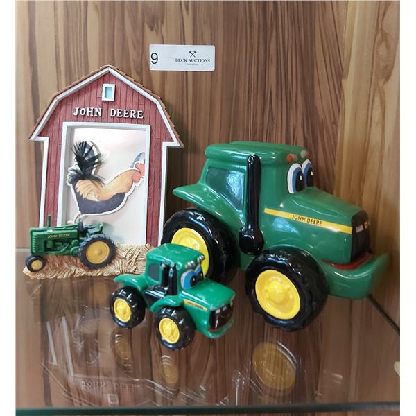 1 Metal John Deere Collectable Truck, John Deere Piggy Bank & John Deere Photo Frame