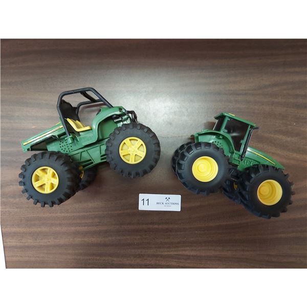 2 Plastic John Deere Collectable Toy Cars