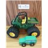 Image 2 : 3 Plastic Toy John Deere Collectable Vehicles & 1 Wooden Car