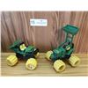 Image 3 : 3 Plastic Toy John Deere Collectable Vehicles & 1 Wooden Car
