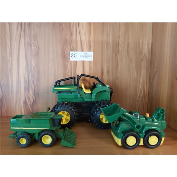 3 Plastic John Deere Toy Vehicles
