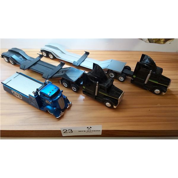2 John Deere Toy Metal Semi-Truck & Trailers & Whitewall Toy Truck