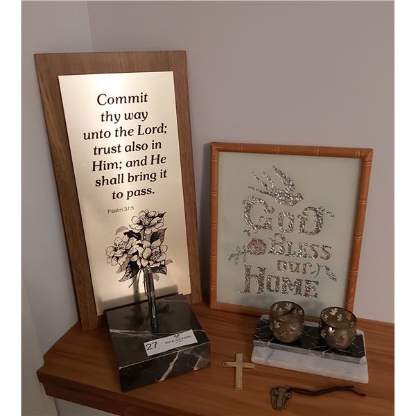 Assortment of Spiritual Items & Marble Pen Holder & More