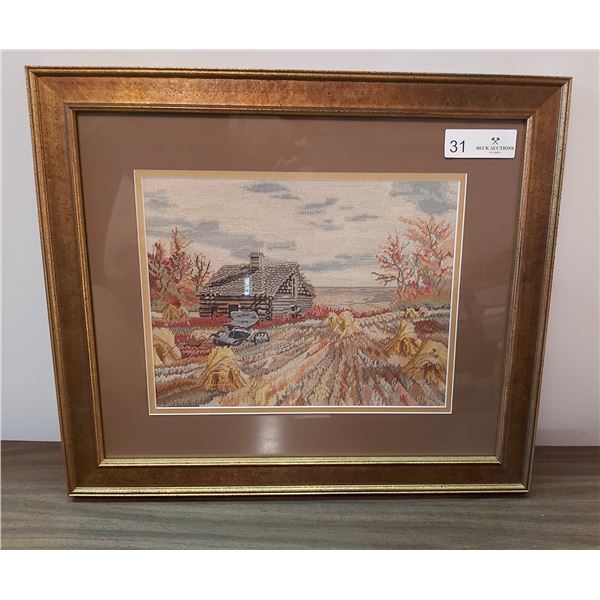 Tapestry of Farm Scene 19 1/4 Wide x 17 3/4 High