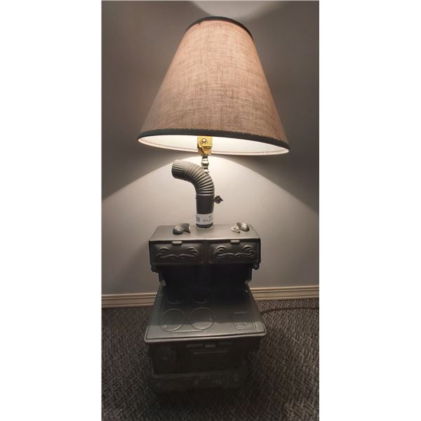 Unique Stove Lamp ( 2 Broken Pieces - can be Glued) Tested  10 Wide x 8 Deep x 30 High