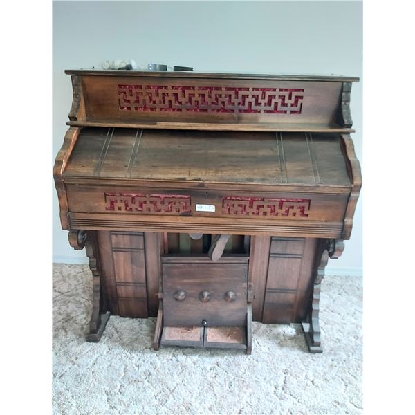Manual Antique Organ, Not in Working Order,  (Restoration Project)  44 Wide x 21 Deep x 45 High