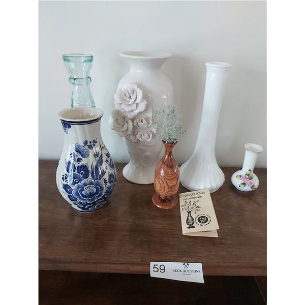 Assorted Decorative Vases including Hoosier, Delft & more