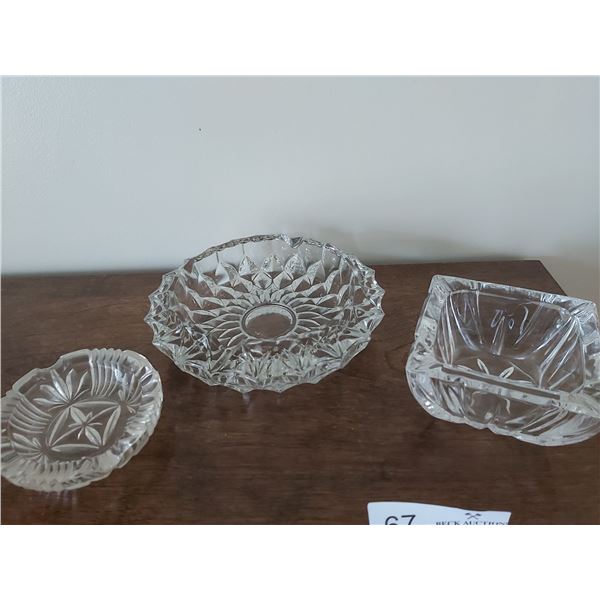 3 Glass Ashtrays
