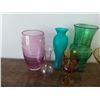 Image 2 : Assortment Of Coloured Glassware Including Vases & Cake platter