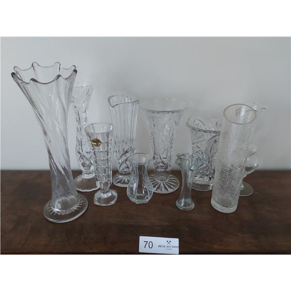 Assortment of Glass & Crystal Vases