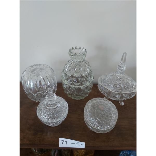 Assortment of Glass & Crystal Candy Dishes & More
