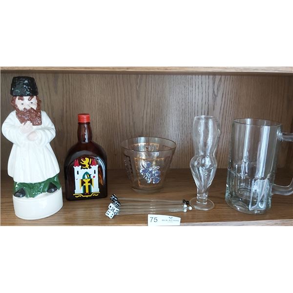 Assorted Barware including Swizzle Sticks & Giant Beer Glass