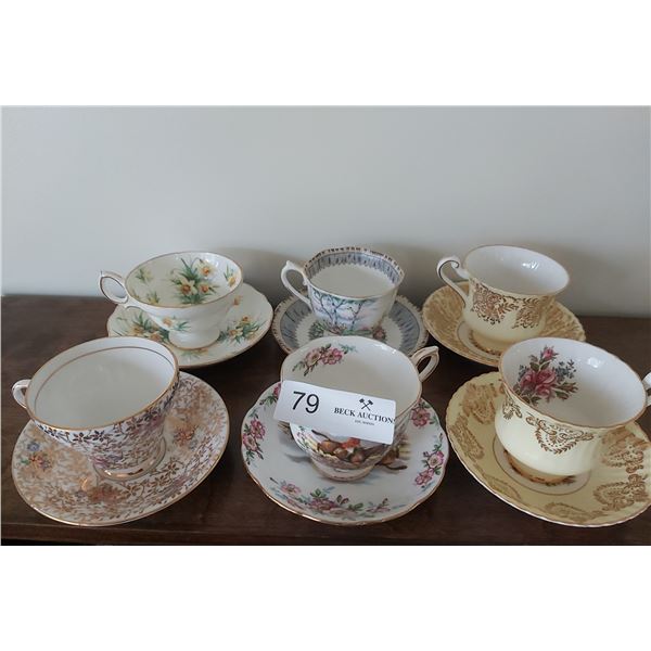 6 Assorted Vintage Cups and Saucers Beck Auctions Inc.