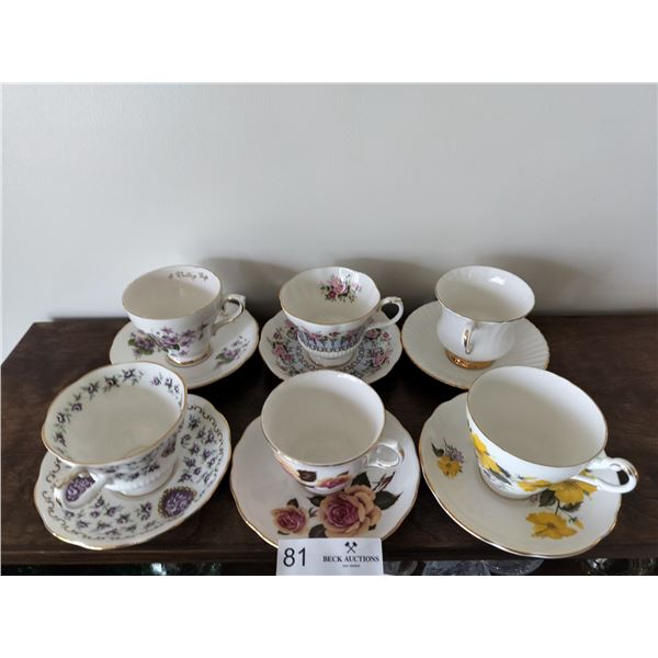 6 Assorted Cups & Sauceers