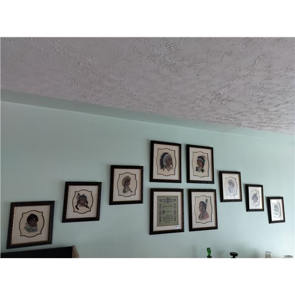 10 Indiginous Needle Point Portraits  Large 15 High x 13 1/2 Wide