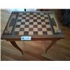 Image 1 : Vintage Inlayed Wooden Chess Table with Music Box 18 Wide x 13 1/2 Deep & 20 High