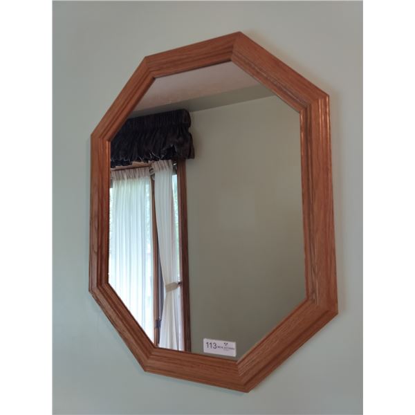 Wooden Octagonal Mirror  21 1/2 Wide x 27 1/2 High