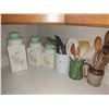 Image 1 : Kitchen Storage Jars & Assortment of Kitchen Utensils