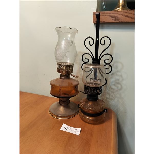 2 Keorsene Hurricane Lamps (Taller Lamp is 16 Inches High)