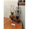 Image 1 : 2 Keorsene Hurricane Lamps (Taller Lamp is 16 Inches High)