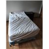 Image 1 : Twin Bed including Frame, Boxspring & Mattress & Bedside Table (Handle Missing)