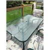 Image 2 : Glass Top Patio Table, 4 Chairs with Cushions, Umbrella & Stand
