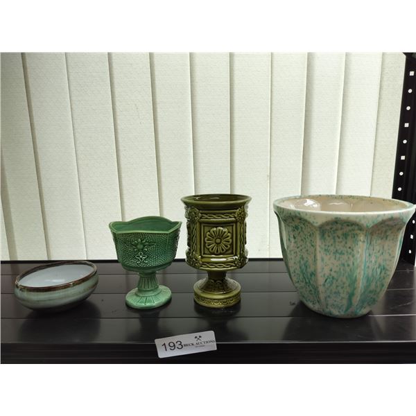 4 Assorted Colourful Pottery Planters