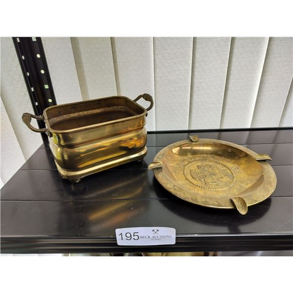 Brass Ashtray & Brass Caddy