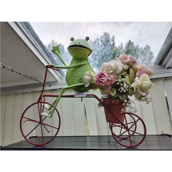 Frog on Bicycle Metal Lawn Ornament  23 inches High