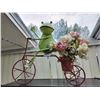 Image 1 : Frog on Bicycle Metal Lawn Ornament  23 inches High