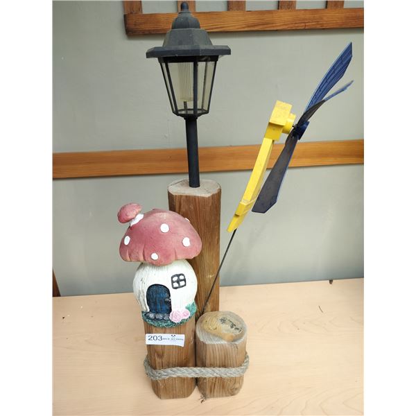 Wooden Mushroom House Lawn Decoration