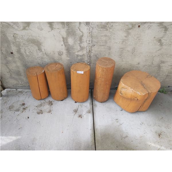 5 Wooden Painted Log Seats Various Sizes Beck Auctions Inc.