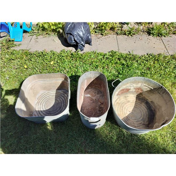 3 Vintage Metal Tubs