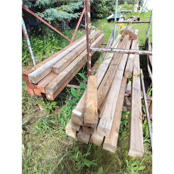 Approximately 22 - 4 x 4 Wood Pieces, Various Lenghts (Rack not included)
