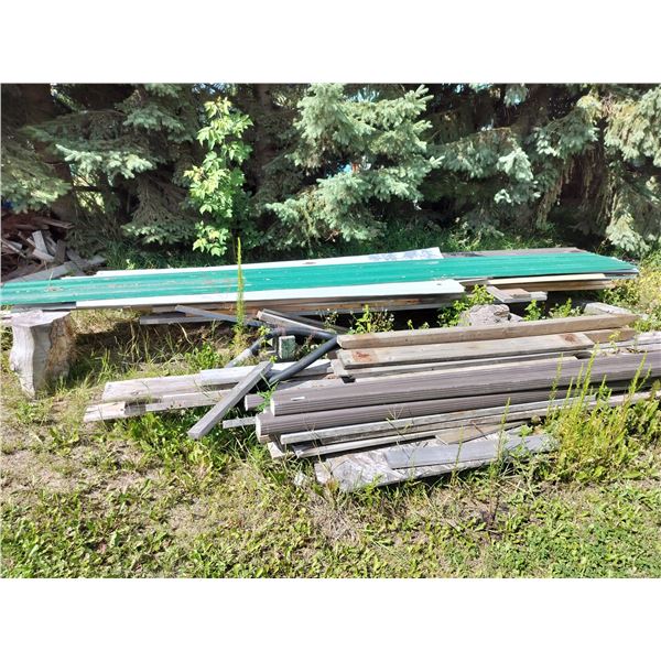 Large Assortment Metal Siding, Evestrough Pipes & Wood