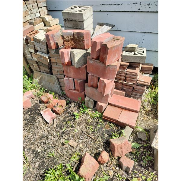 Assortment of Cinder Blocks, Tiles & Bricks