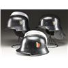 Image 8 : 3 WWII GERMAN FIRE POLICE HELMETS.