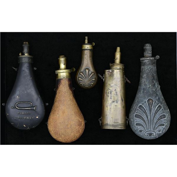 5 POWDER FLASKS.