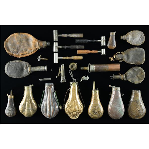 POWDER FLASKS, SHOT BAGS & MEASURES.