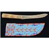 Image 1 : NATIVE AMERICAN BEADED & PAINTED PARFLETCHE KNIFE.