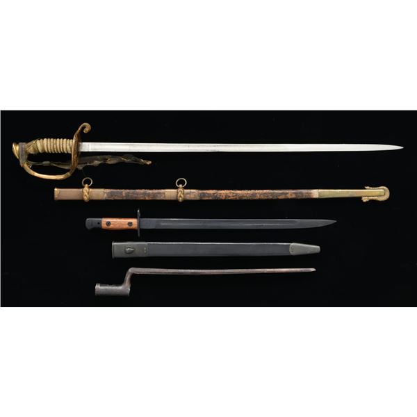 1 NAVAL SWORD & 2 BAYONETS.