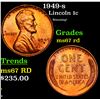 Image 1 : 1949-s Lincoln Cent 1c Grades GEM++ Unc RD