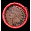 Image 2 : Mixed small cents 1c orig shotgun roll, 1906 Indian Cent, Wheat Cent other end, Coca-Cola Brandt Wra