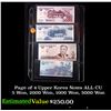 Image 1 : Page of 4 Upper Korea Notes ALL CU 5 Won, 2000 Won, 1000 Won, 5000 Won