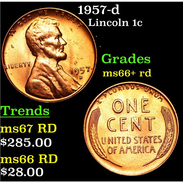 1957-d Lincoln Cent 1c Grades GEM++ RD