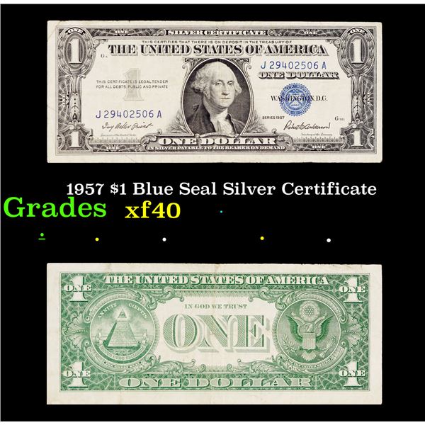 1957 $1 Blue Seal Silver Certificate Grades xf