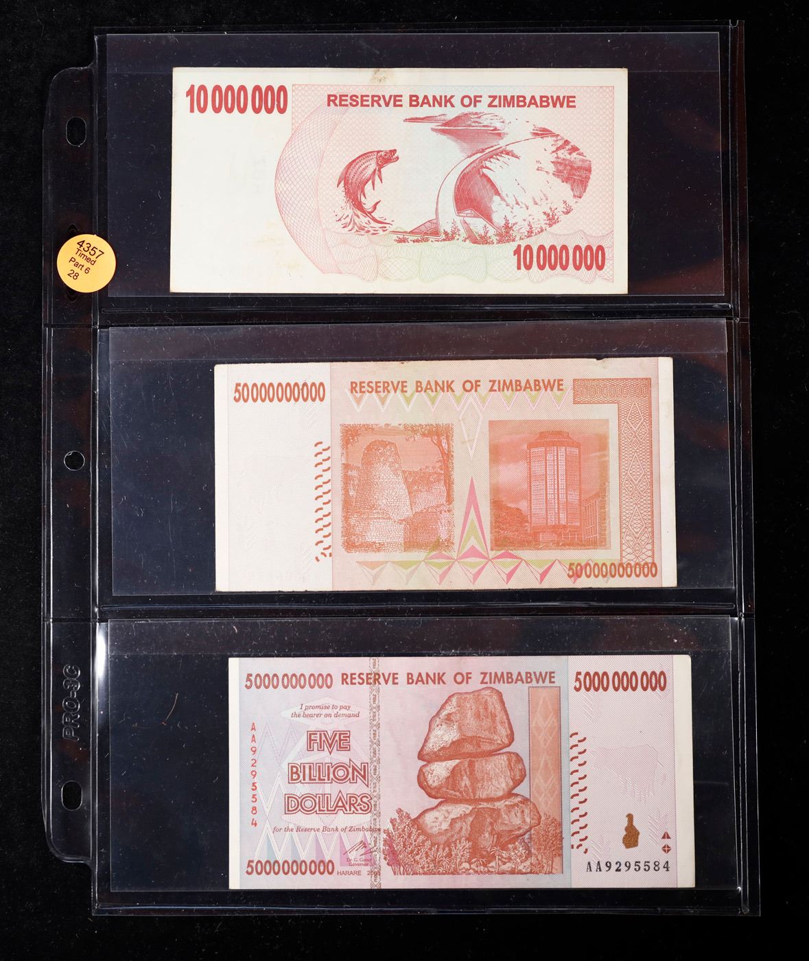 Page of 3 2008 Zimababwe Hyperinflation Notes 10 Million, 5 Billion, 50 ...