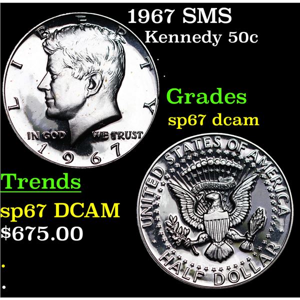 1967 SMS Kennedy Half Dollar 50c Grades sp67 dcam