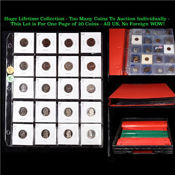 20x Proof Jefferson Nickels in a Page, Dates from 1959 to 2005! Jefferson Nickel 5c